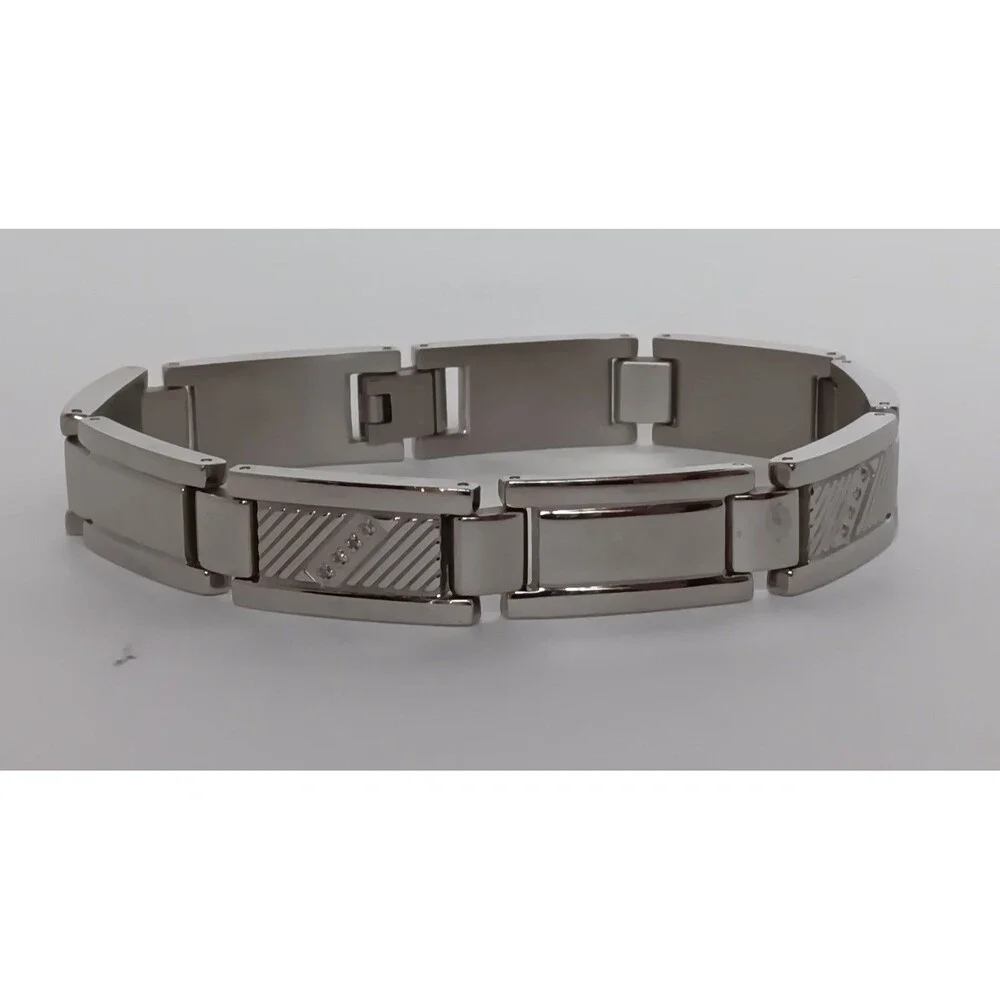 Men's 11 mm Stainless Steel & Diamond Bracelet 8.75 in